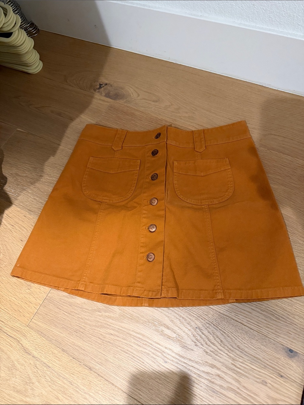 Madewell Rust Orange Button-Front Mini Skirt